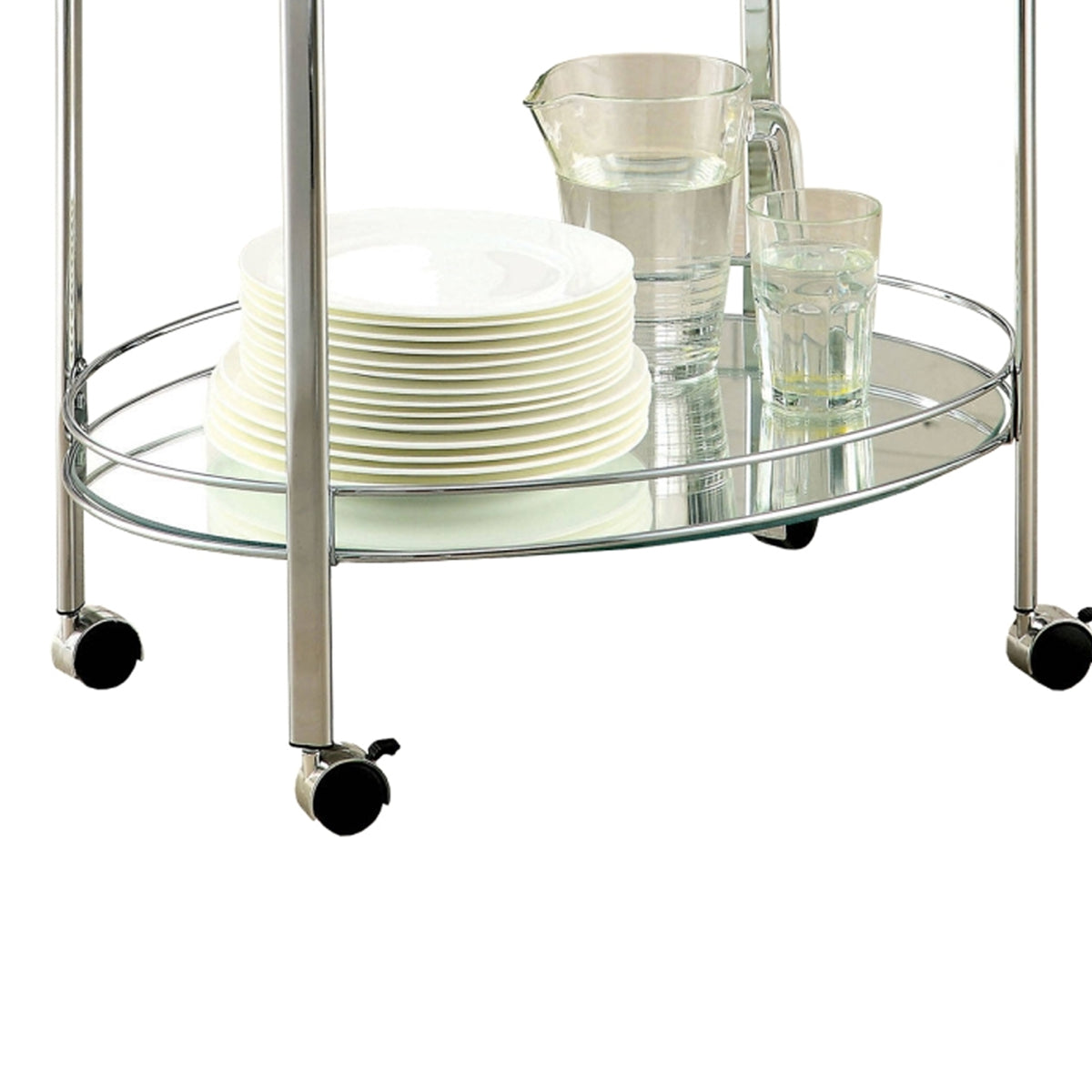 Loule Contemporary Serving Cart In Chrome Finish BM123211