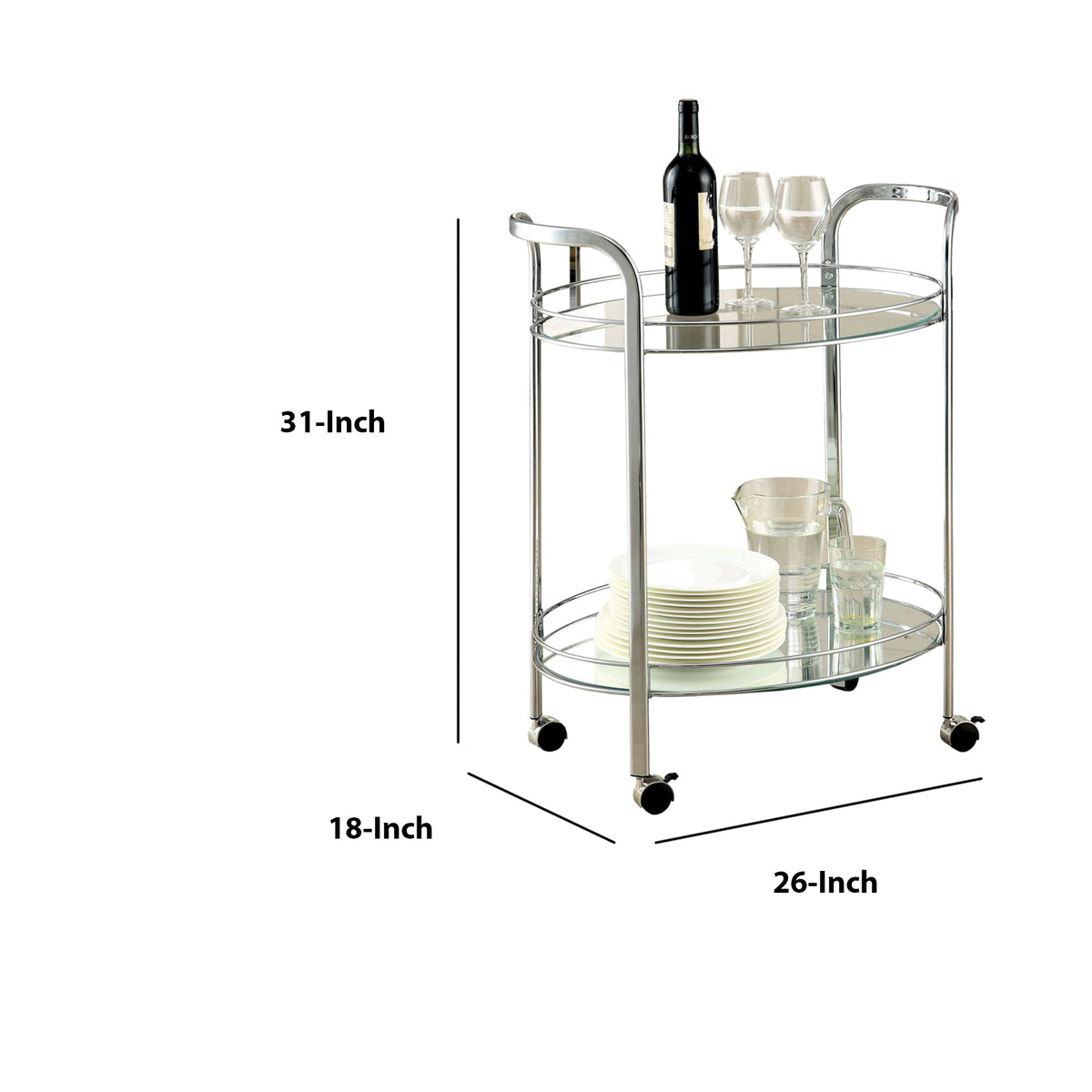 Loule Contemporary Serving Cart In Chrome Finish BM123211