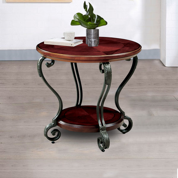 BM123233 May End Table Transitional Style, Brown Cherry Finish