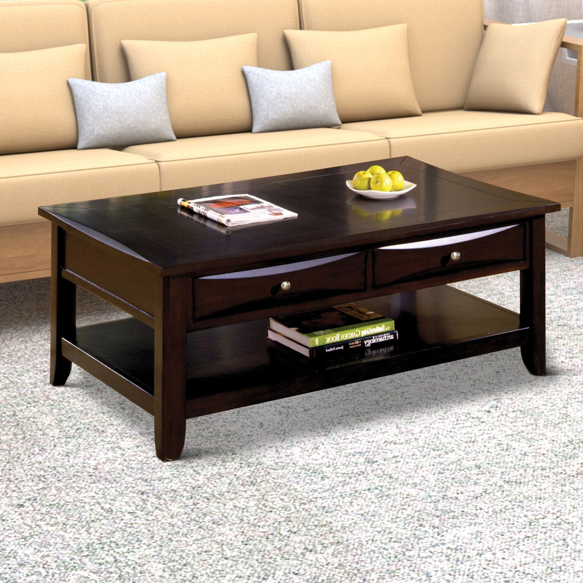 BM123286 Baldwin Coffee Table Contemporary Style, Expresso Brown Finish