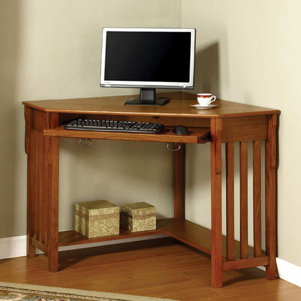 BM123324 Toledo Contemporary Corner Desk, Medium Oak