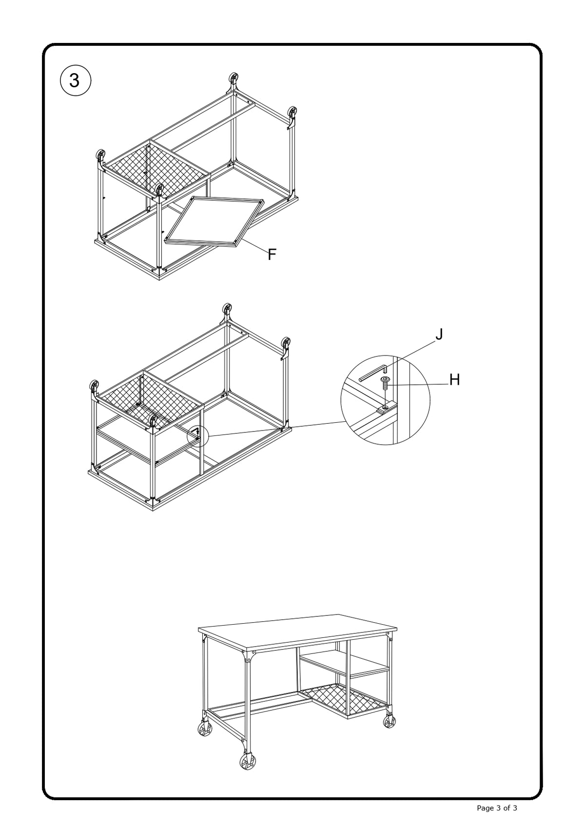 Industrial Style Wooden Desk With Two Bottom Shelves, Brown And Black - BM123677