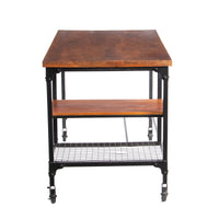 Industrial Style Wooden Desk With Two Bottom Shelves, Brown And Black - BM123677