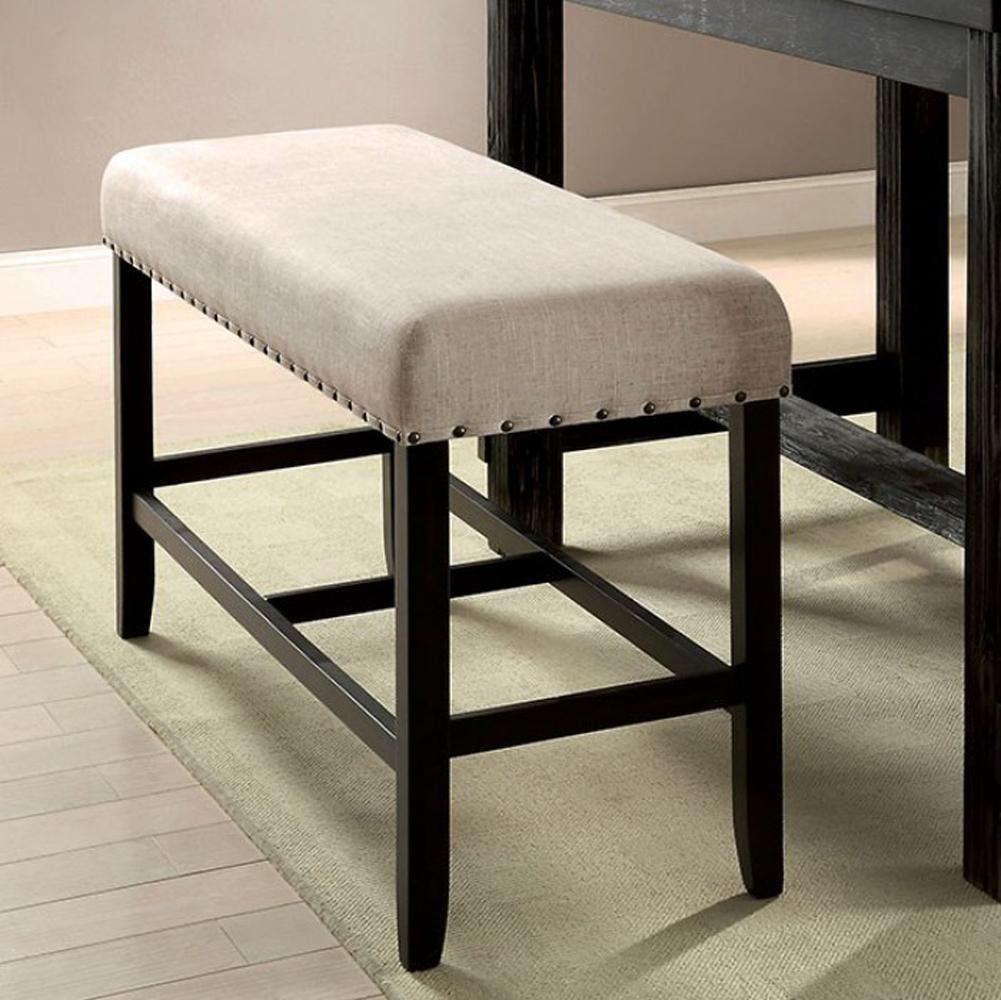 Sania II Rustic Counter Ht. Bench, Antique Black Finish - BM131235