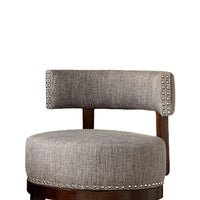 Swivel Barstool with Curved Open Low Back, Set of 2, Gray and Brown - BM131357