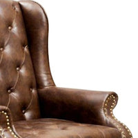 Vaugh Traditional Wing Accent Chair In Nail Head, Rustic Brown Finish - BM131410