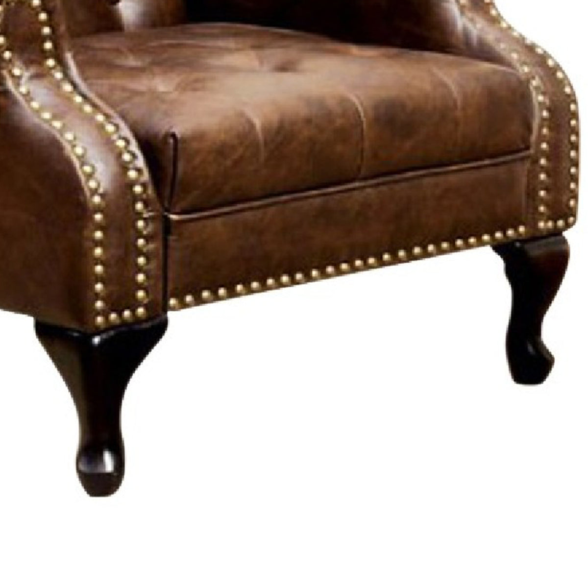 Vaugh Traditional Wing Accent Chair In Nail Head, Rustic Brown Finish - BM131410