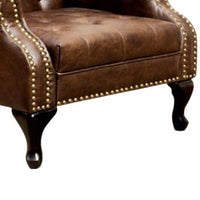 Vaugh Traditional Wing Accent Chair In Nail Head, Rustic Brown Finish - BM131410