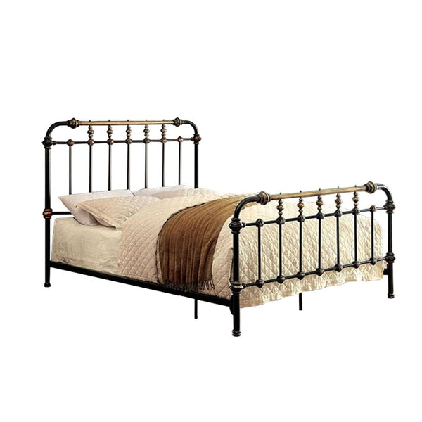 Classic Metal Twin Bed with gold accents, Black  - BM131757