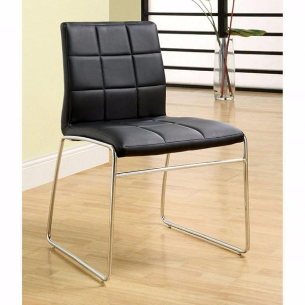 Oahu Contemporary Side Chair With Steel Tube, Black Finish, Set of 2 - BM131830