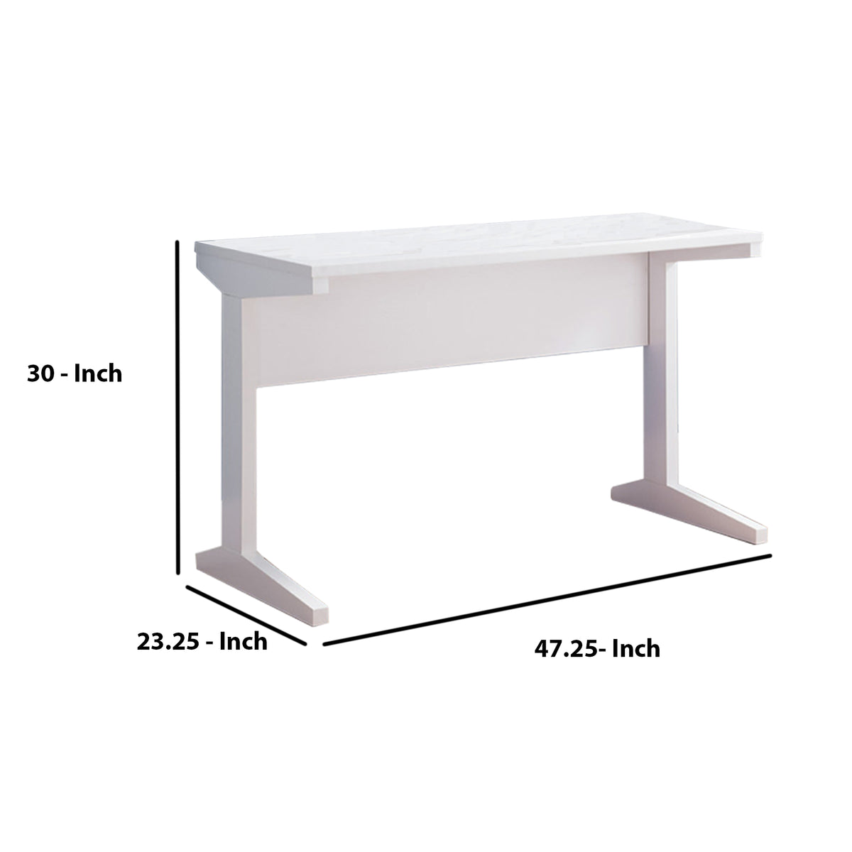 Contemporary Style Desk With Width Top, White - BM144468