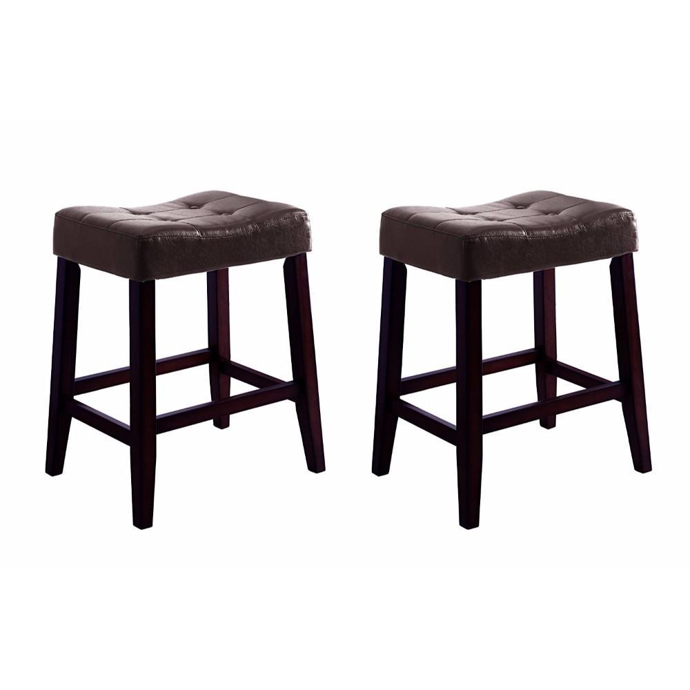 Stylish Wooden Saddle Chair Script, Brown, Set of 2 - BM148296