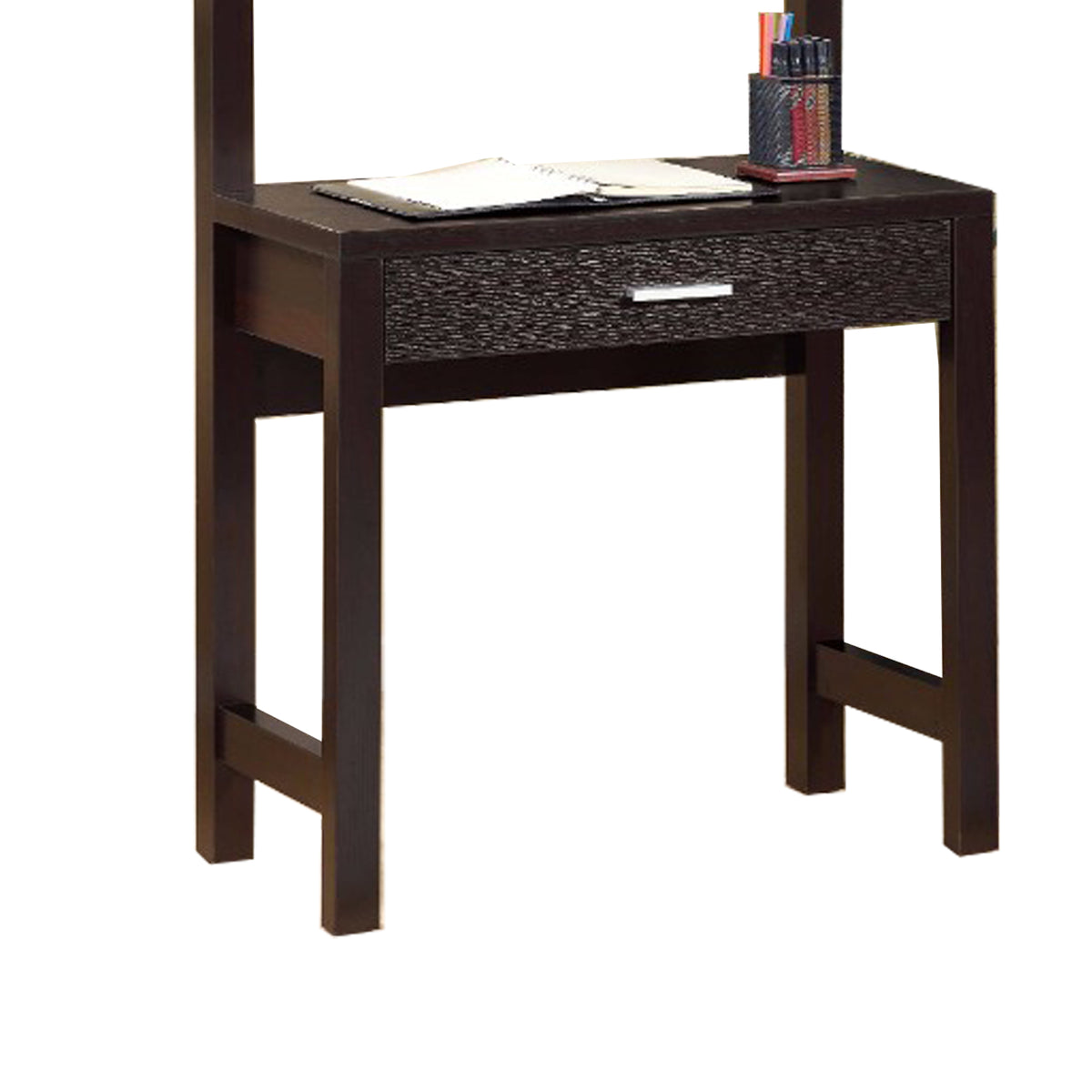 BM148771 Contemporary Style Desk With 2 Shelves, Dark Brown