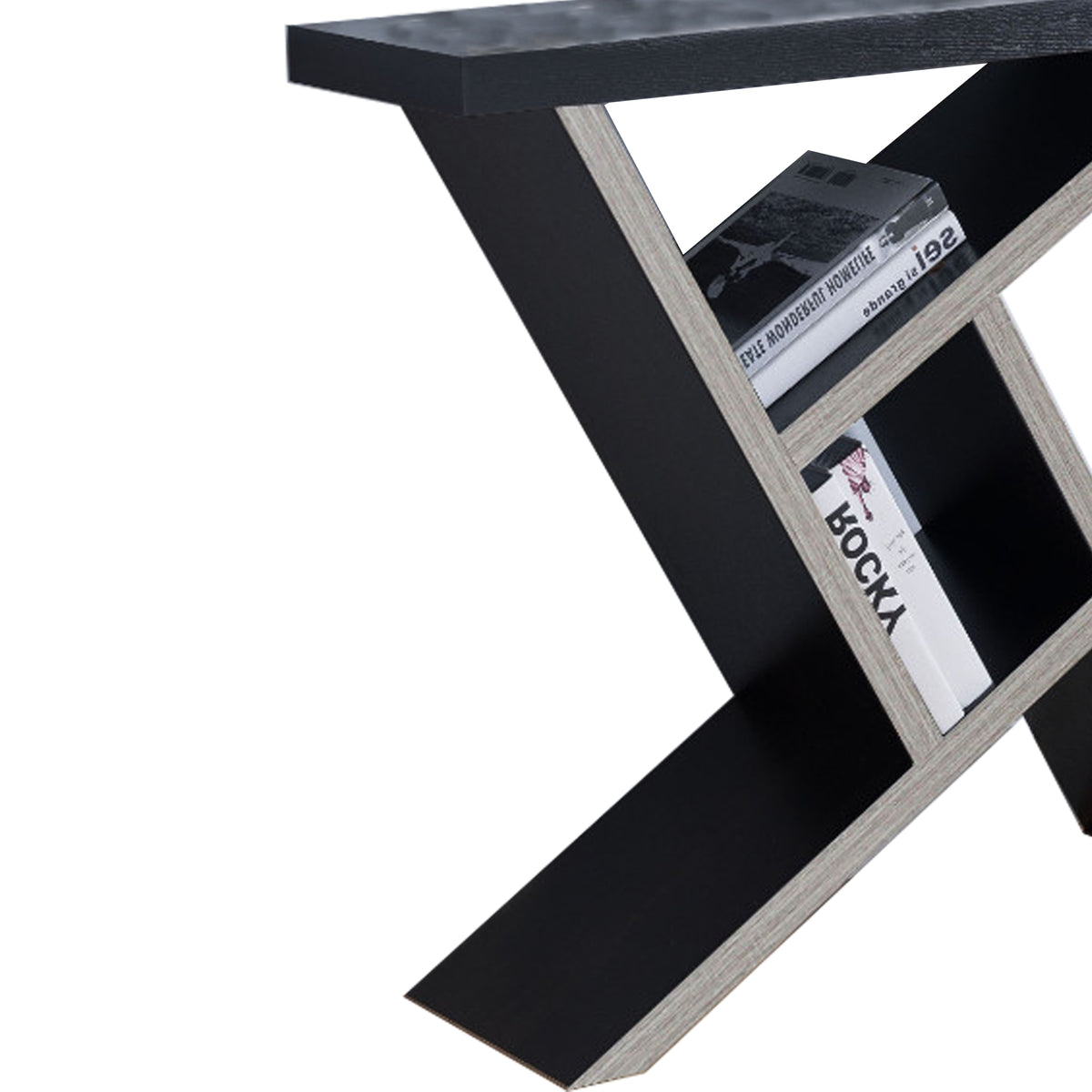 Unique Designed Console Table With Shelf, Dark Brown and Light Brown - BM148924