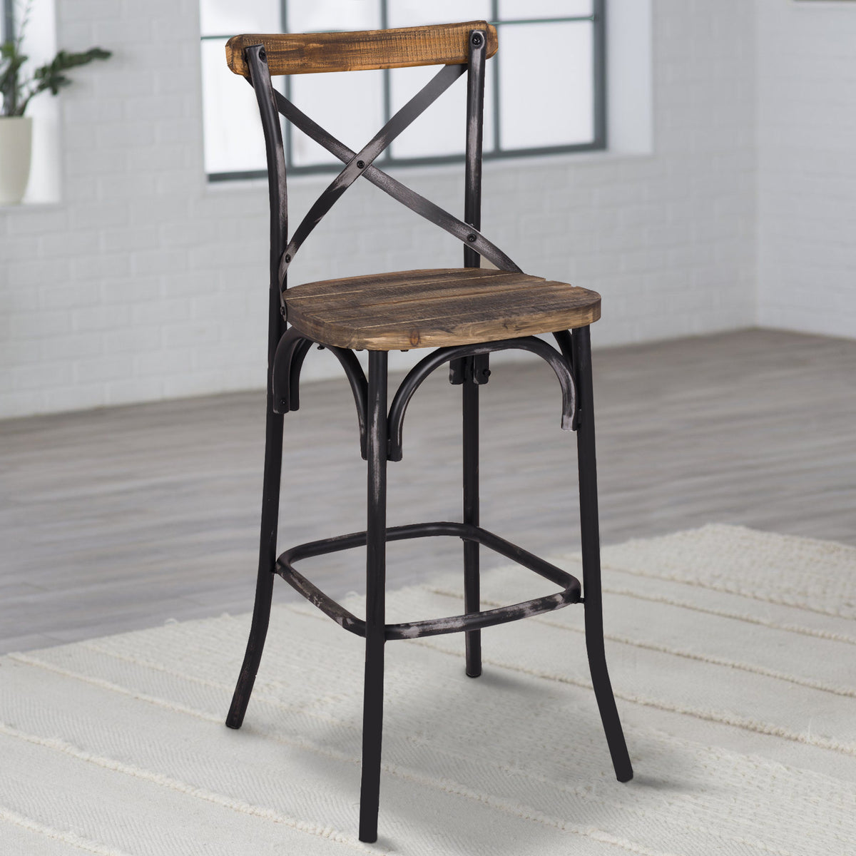 Zaire Bar Chair, Walnut & Antique Black - BM152029
