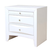 Contemporary 3 Drawer Wood  Nightstand, White - BM154522