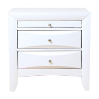 Contemporary 3 Drawer Wood  Nightstand, White - BM154522