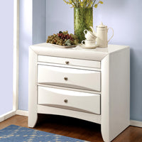 Contemporary 3 Drawer Wood  Nightstand, White - BM154522