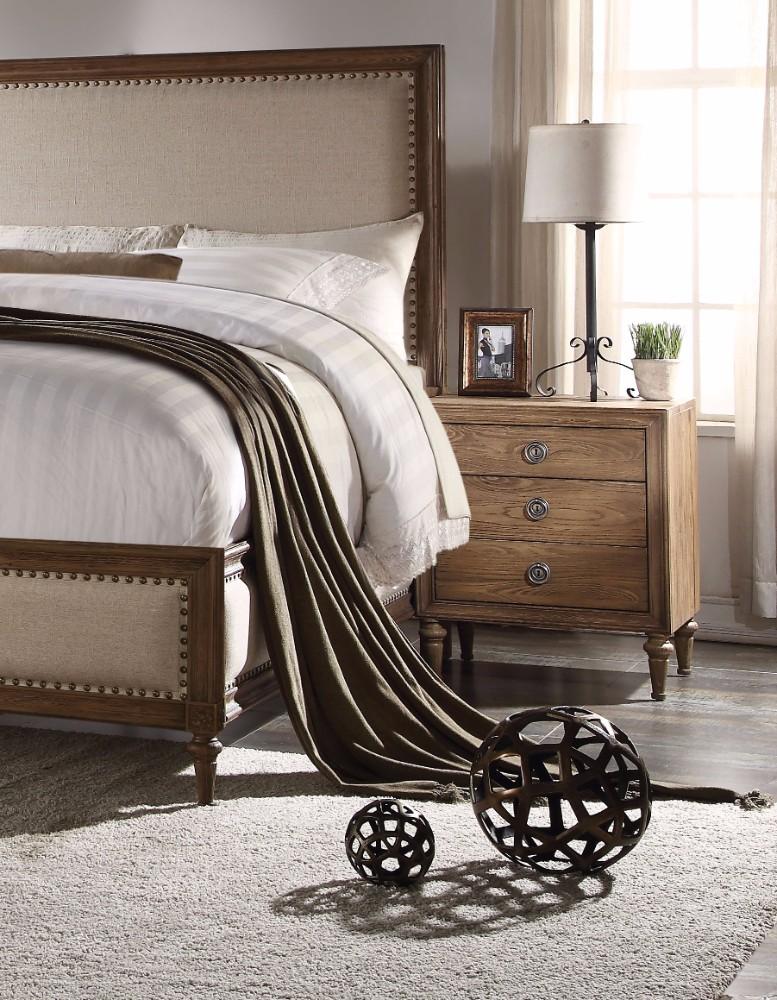 3 Drawer Wooden Nightstand with Turned Tapered Legs, Brown - BM154528