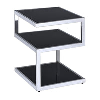 End Table, Black Glass & Chrome - BM154558