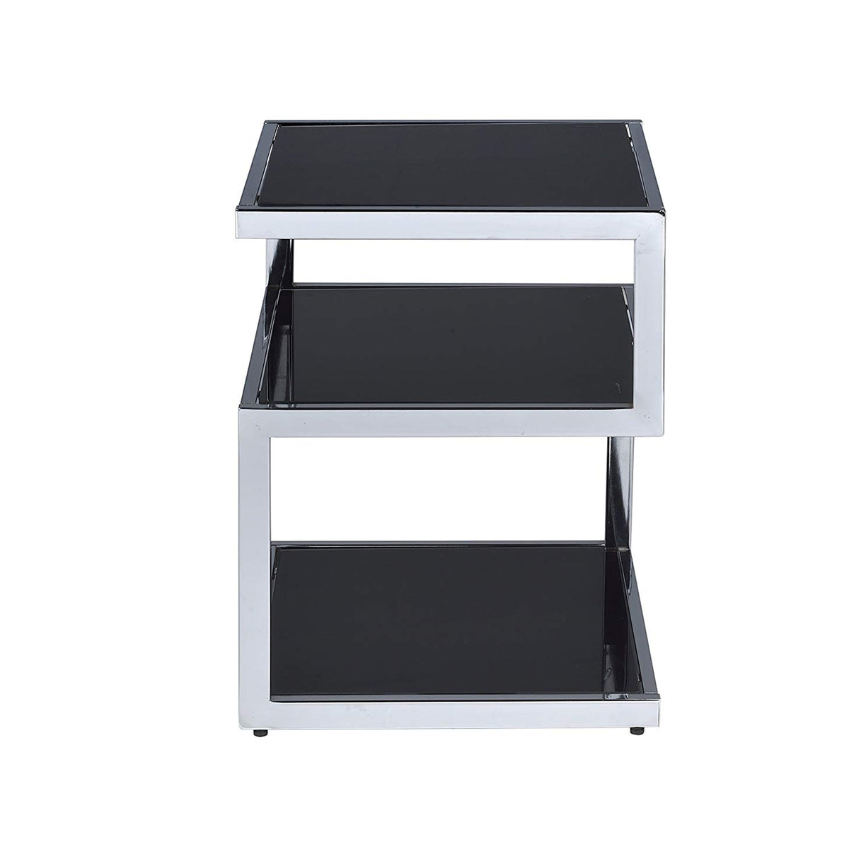 End Table, Black Glass & Chrome - BM154558