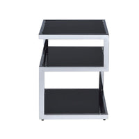 End Table, Black Glass & Chrome - BM154558