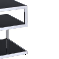End Table, Black Glass & Chrome - BM154558