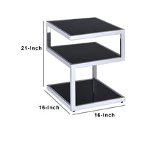 End Table, Black Glass & Chrome - BM154558