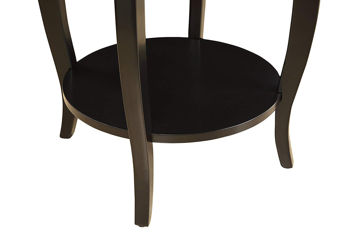 1 Drawer Round Shape Wooden End Table with Cabriole Legs, Espresso Brown - BM154574