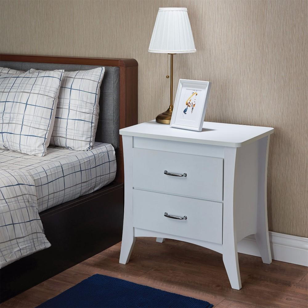 Contemporary Style 2 Drawers Wood  Nightstand By Babb, White - BM154624