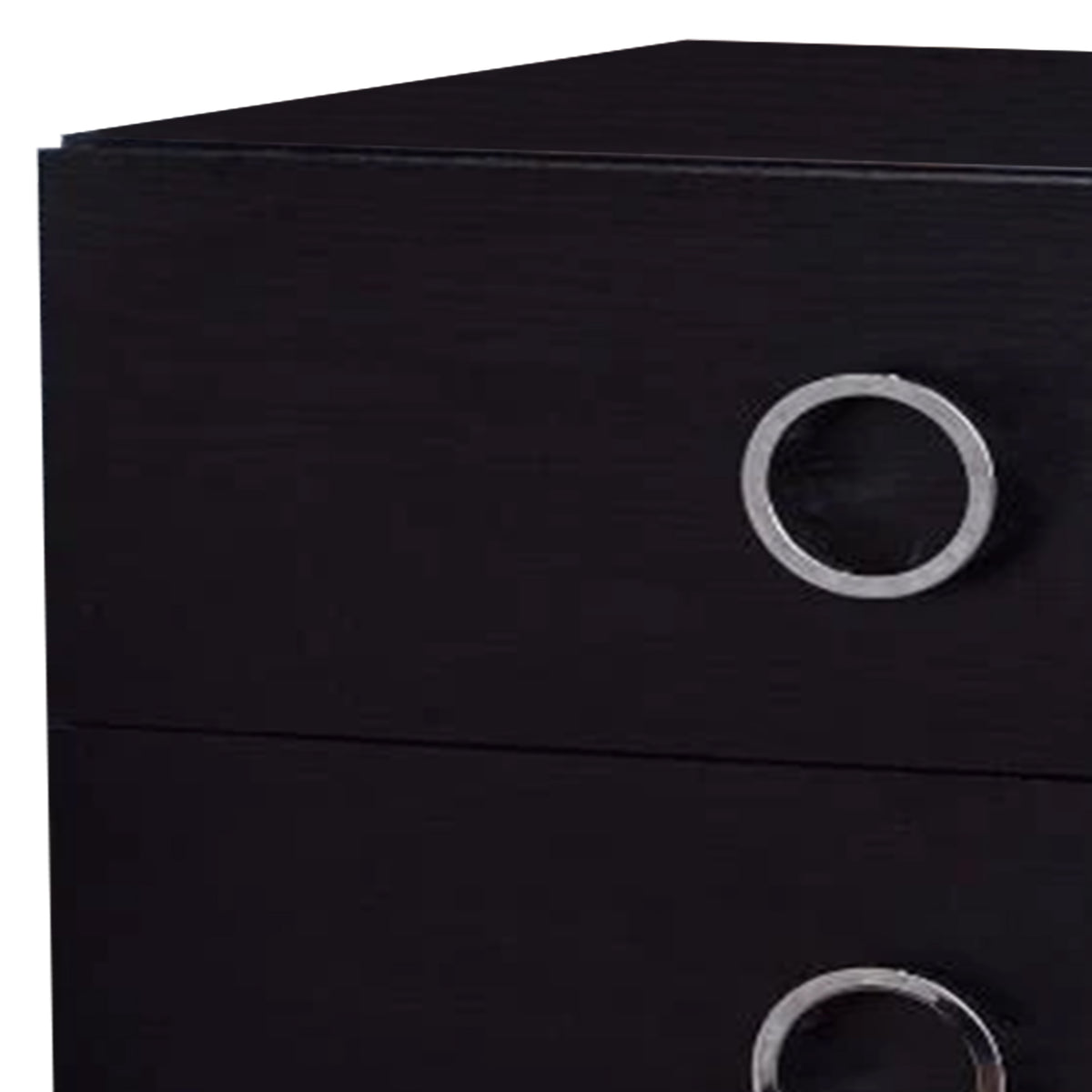 BM154631 Contemporary Style Wood & Metal Nightstand, Black & Chrome