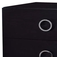 BM154631 Contemporary Style Wood & Metal Nightstand, Black & Chrome