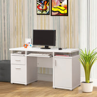 BM156220 Elegant white Computer desk with efficient Storage