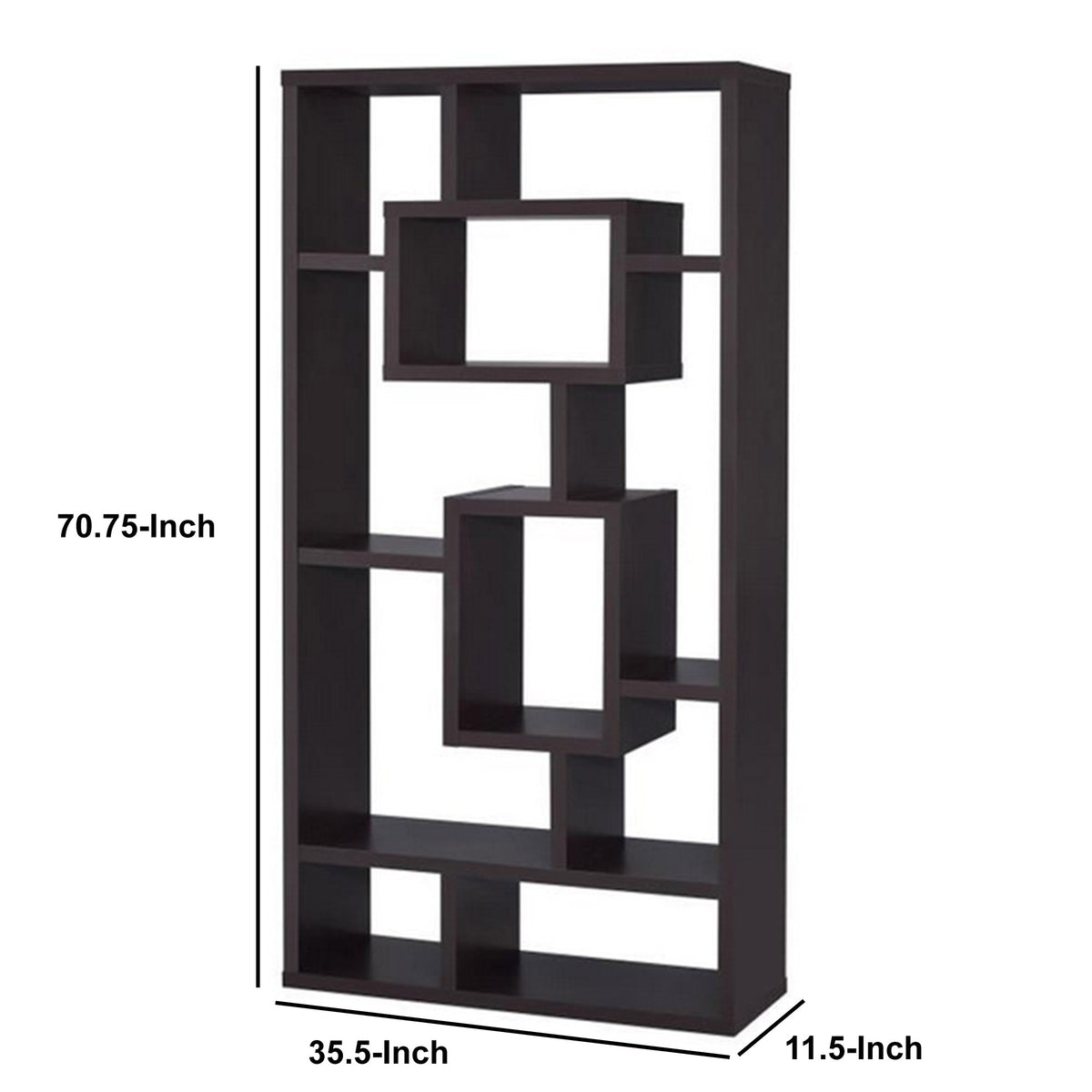 Aesthetic Fine Looking Rectangular Bookcase, Cappuccino Brown - BM156231
