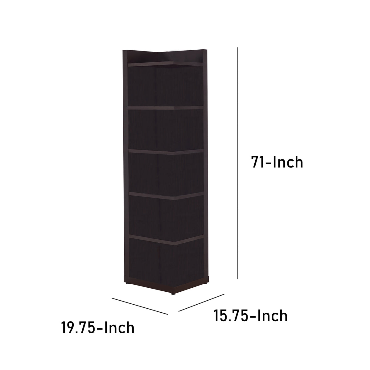 BM156237 Radiant Brown Wooden Corner Bookcase