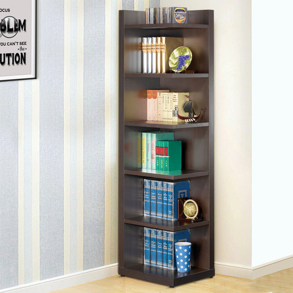 BM156237 Radiant Brown Wooden Corner Bookcase