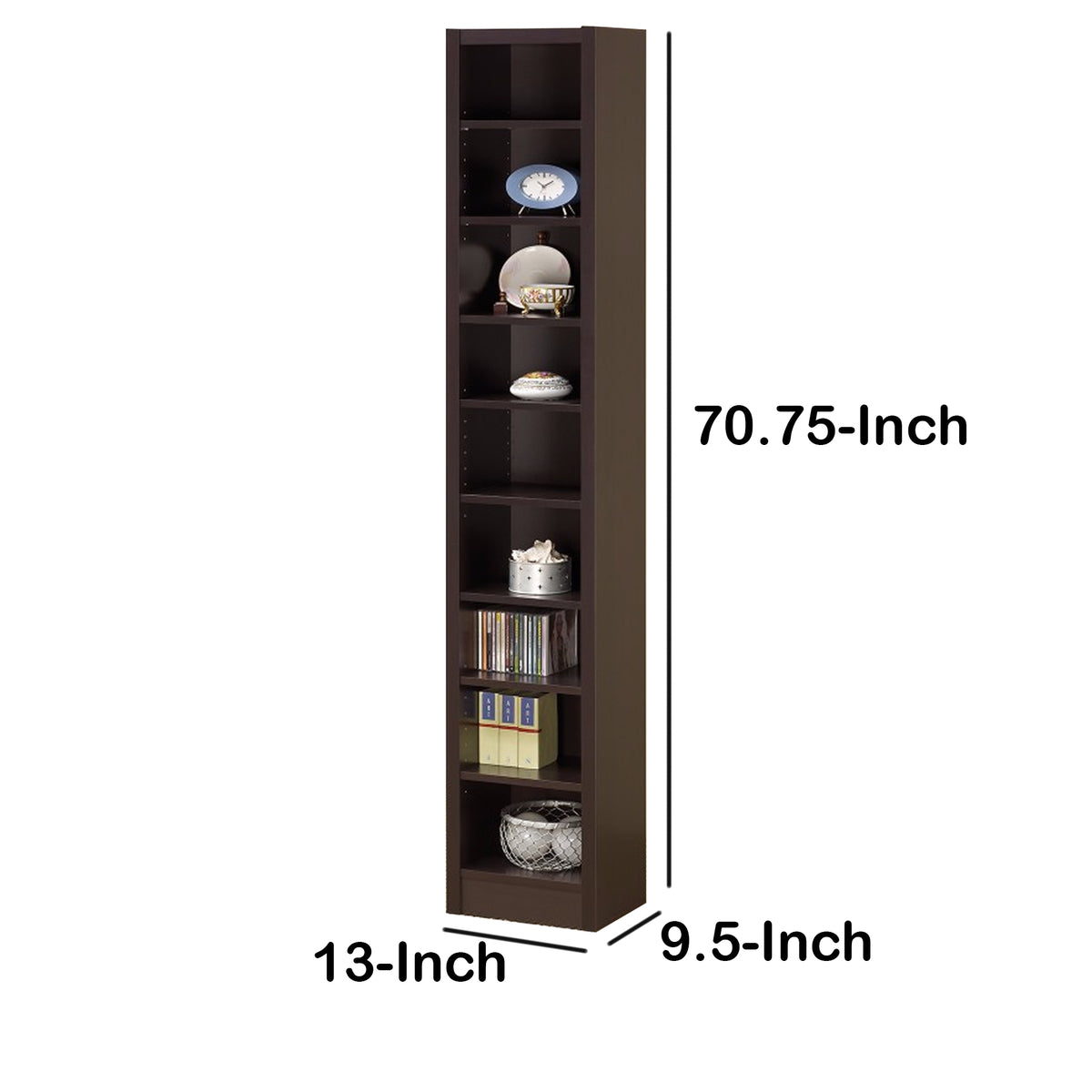 Glimmering Brown Narrow Wooden bookcase - BM156239