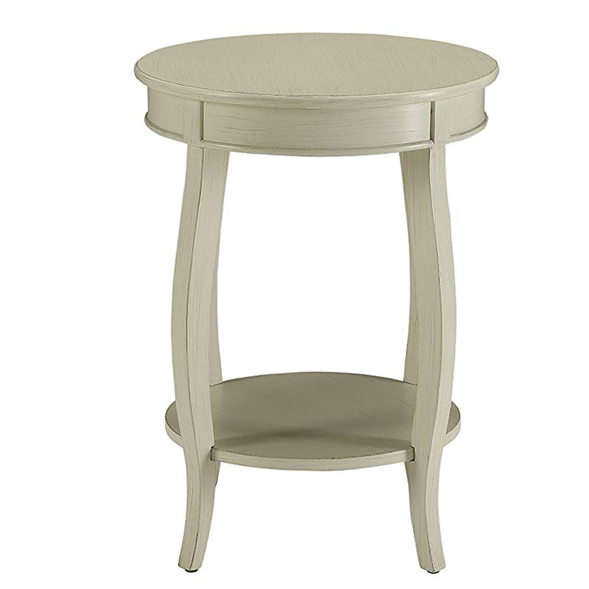 24 Inch Round Side Table with Open Bottom Shelf, White - BM157288
