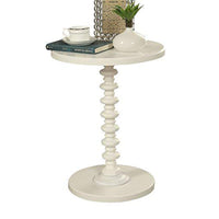22 Inch Round Wooden Side Table with Turned Base, White - BM157294