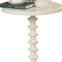 22 Inch Round Wooden Side Table with Turned Base, White - BM157294
