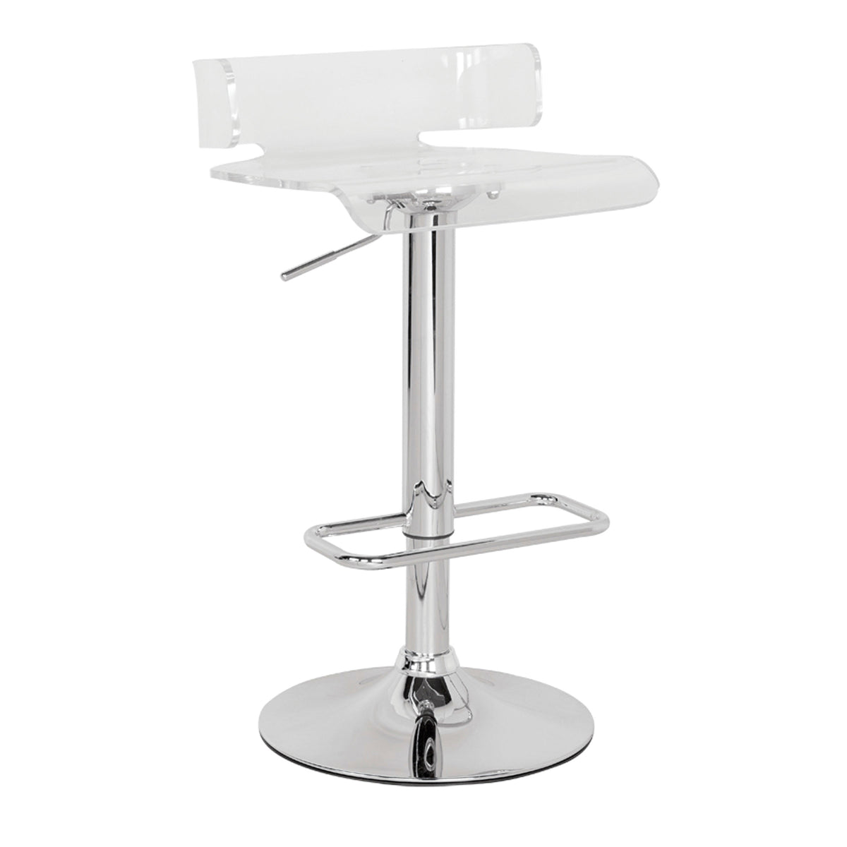 BM157348 Smart Looking Adjustable Stool with Swivel, Clear & Chrome