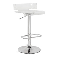 BM157348 Smart Looking Adjustable Stool with Swivel, Clear & Chrome