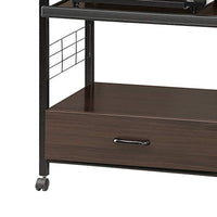Wood and Metal Kitchen Cart On Casters, Brown and Black - BM157887