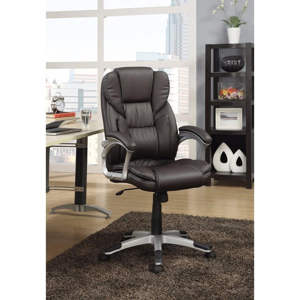 BM159036 Executive High-Back Leather Chair, Dark Brown