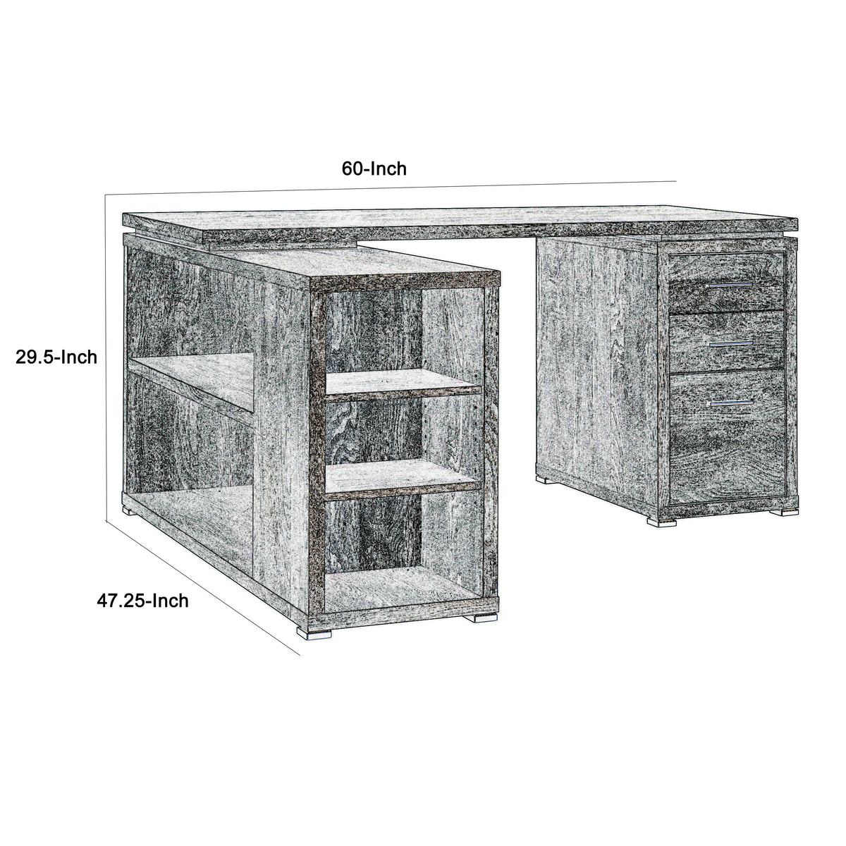 BM159070 Modern Style Wooden Office Desk, Gray