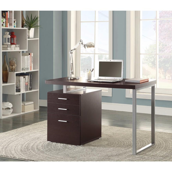 BM159071 Contemporary Style Office Desk with File Drawer, Brown