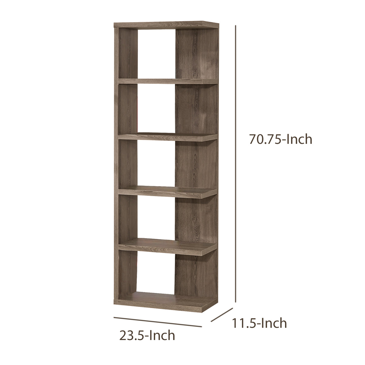 BM159073 Spacious Semi-Backless Wooden Bookcase, Gray