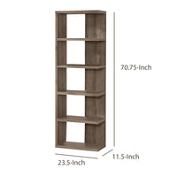 BM159073 Spacious Semi-Backless Wooden Bookcase, Gray