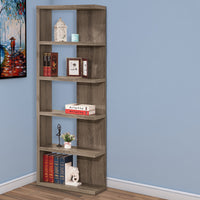 BM159073 Spacious Semi-Backless Wooden Bookcase, Gray