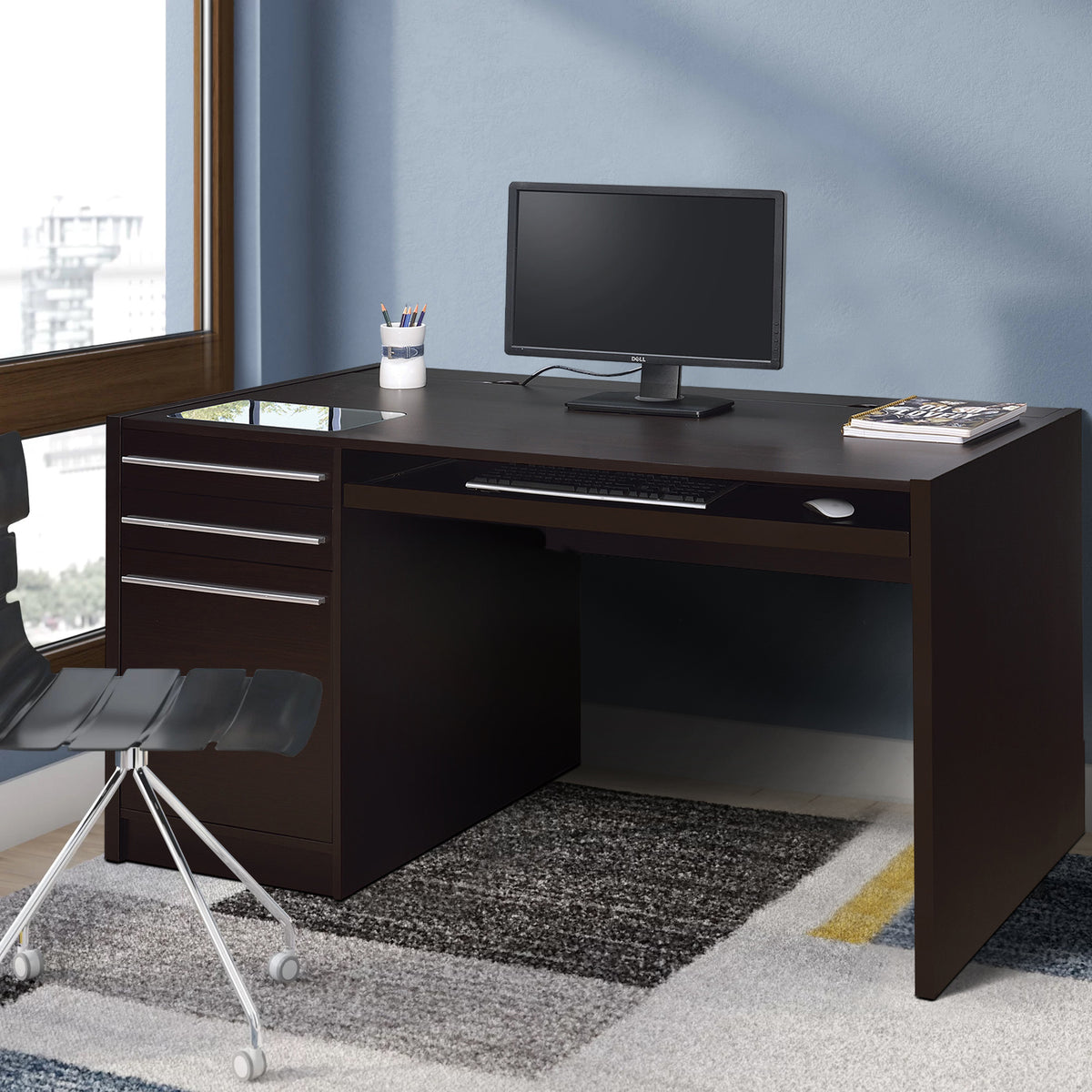 BM159079 Contemporary Wooden Connect-IT Computer Desk, Brown